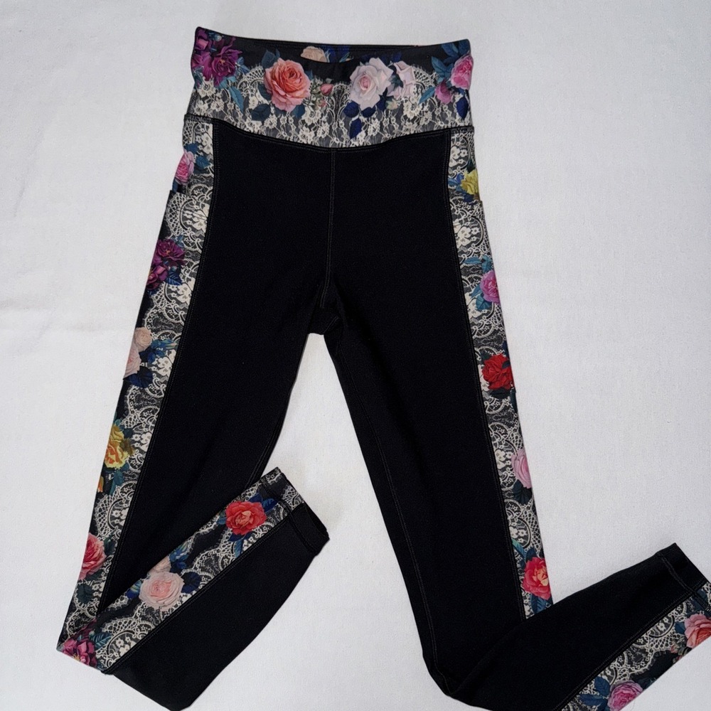 Johnny Was Rose Lace Bee Active Legging With Pockets XS NWOT